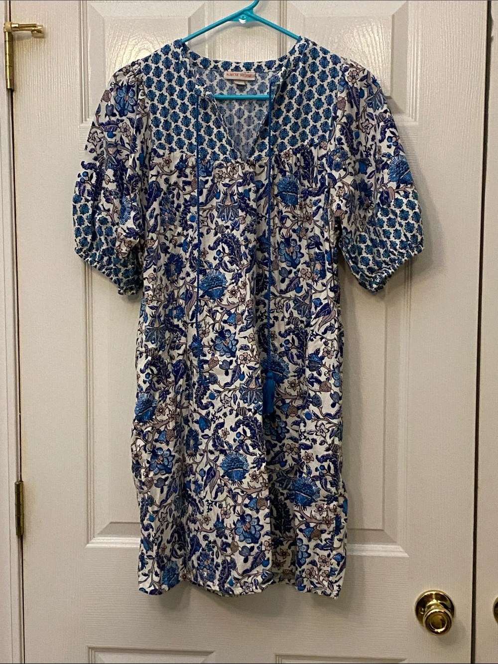Knox Rose White Floral-Print Blue Mini Dress